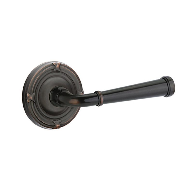 Merrimack Round Passage (Hall & Closet) Door Lever with Round Rosette, Left, Oil Rubbed Bronze