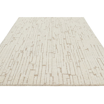 Rug & Kilim’S Contemporary Rug In White With High-Low Geometric Patterns - 12X15