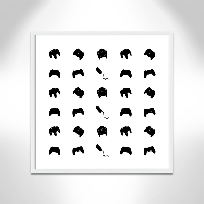 Imprimé papier à motif de joueur, H 27,5 po x l 27,5 po x P 1,19 po, Encadré de boîte blanc