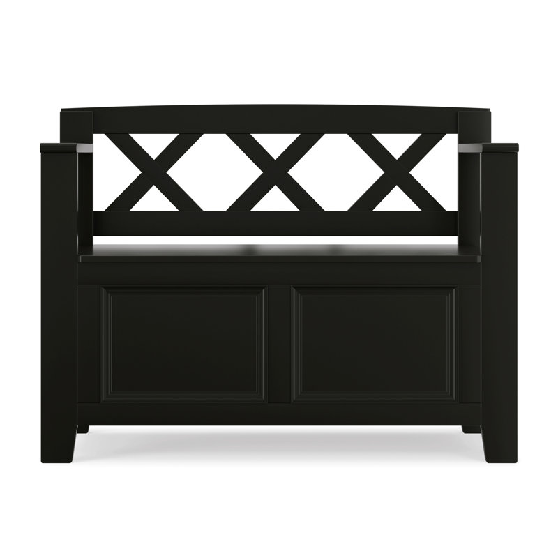Transitional Design Small Entryway Storage Bench, Black