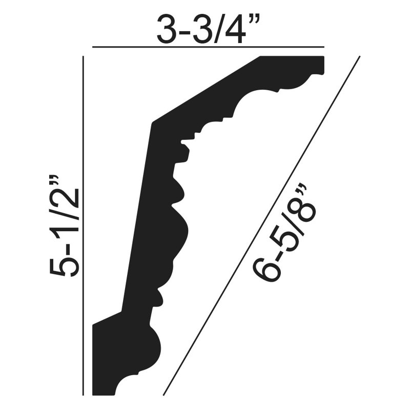 6-Inch White Polyurethane Floral Crown Moulding Sample