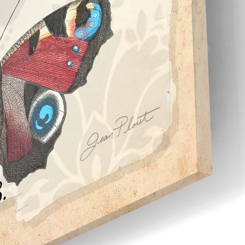 Art mural en verre épique «Beautiful Papillon Study A» par Jean Plout, 12 po x 16 po