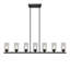 Suspension Breely à 7 lumières, 135 cm de large, noire, style linéaire moderne, idéale pour îlot de cuisine de style ferme.