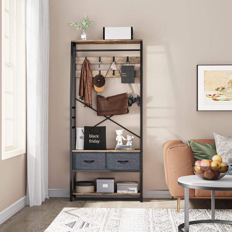 Alexeis Hall Tree 80cm Wide with Bench, Brown/Black
