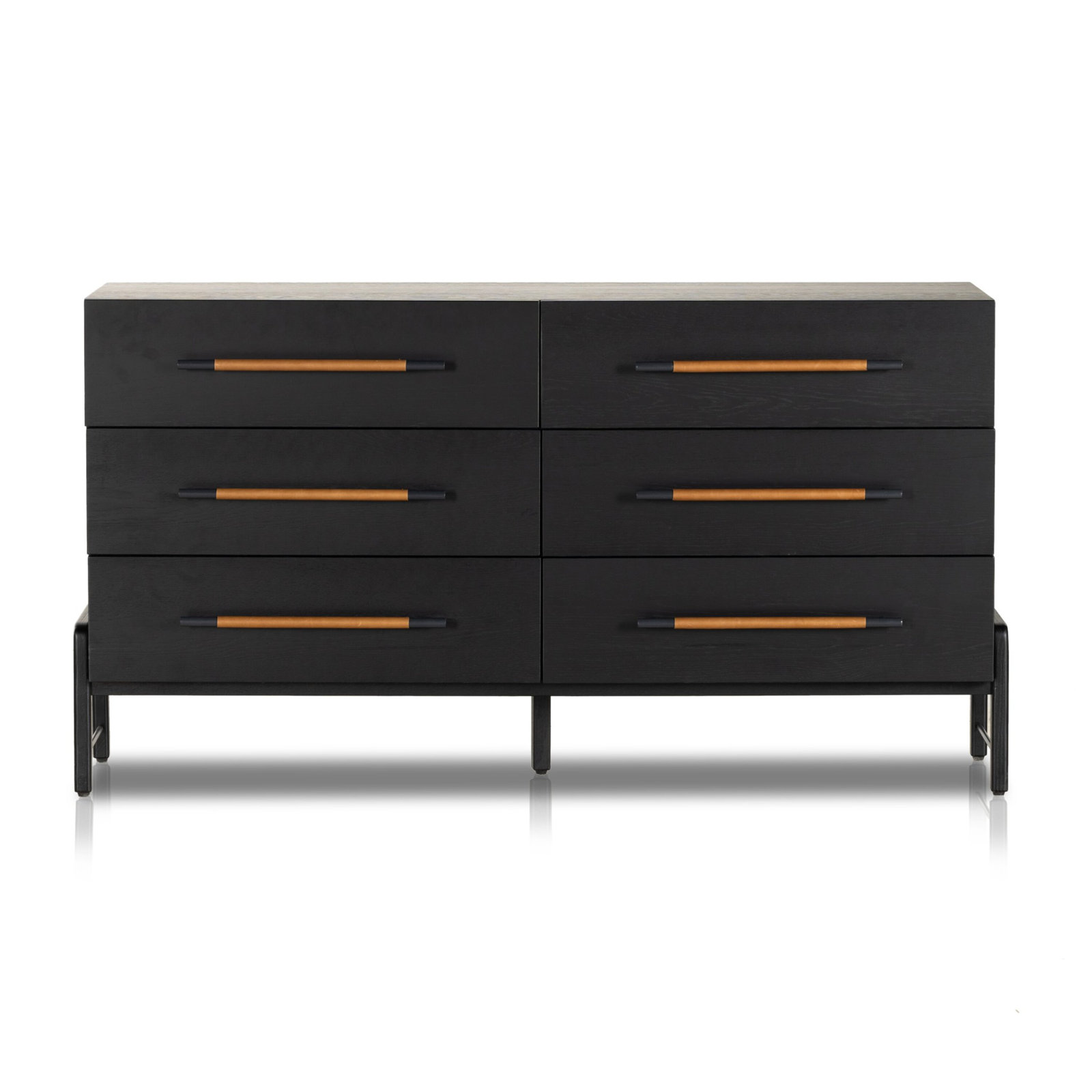 Karsten 6 Drawer 62.5" W Double Dresser, Ebony Oak