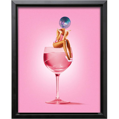 Affiche affiche «Master Disco Ball Head» - affiche rétro cocktail - art alcool et martini - conception murale de chariot de bar BCBG - art disco - grande cuisine ou restaurant, décoration murale - toile encadrée noire 12 x 16