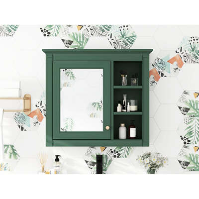 Armoire de salle de bain 30 po x 28 po avec miroir. Fixé au mur. + verre, solution de rangement fonctionnelle, miroir d'aspect moderne. 28 po, 5 tablettes et plus
