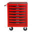 Coffre à outils roulant en métal avec 7 tiroirs, armoire à outils à 7 tiroirs de 20 po avec glissières à roulement à billes, coffre à outils en acier - rouge et noir-125615728