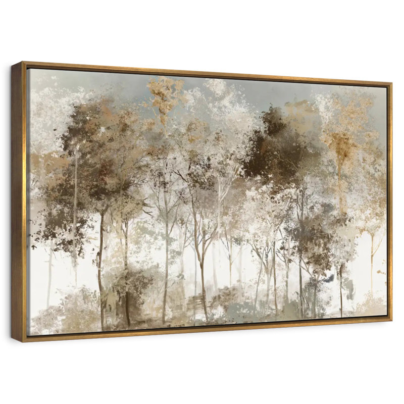 Forêt noire luxuriante, 46 po x 31 po, Cadre flottant doré