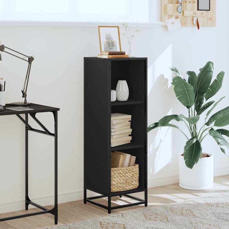 Borough Wharf Bookcase Engineered Wood, 107.5cm H x 33.5cm W x 33cm D, Black