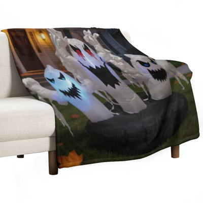 Glowing Ghosts With Luxury Flannel Throw Blanket, Soft Warm Fuzzy Blanket for Living Room Sofa Bed Home Decor