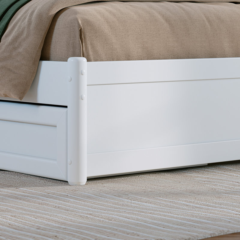 Lit gigogne en bois massif Avdesh, Blanc, Double