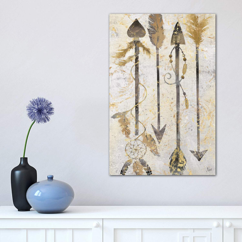 «Tribal Arrows» - Impression sur papier avec cadre flottant, H 18 po x l 12 po x 1,5 po, Toile tendue