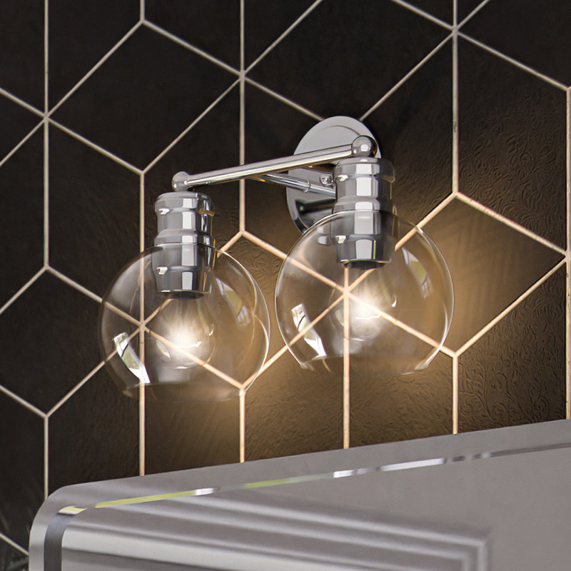 Éclairage pour meuble-lavabo à intensité variable à 2 lumières Jakevia, Noir mat / Or