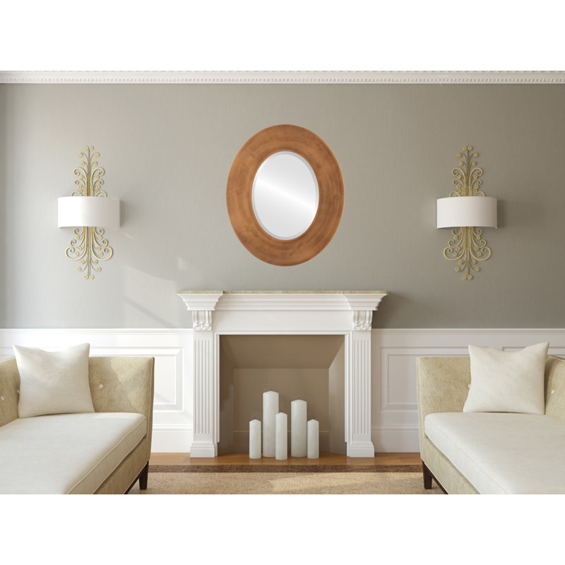 Miroir décoratif ovale encadré Rubinstein, H 37 po x l 31 po, Coucher de soleil doré