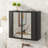 Black Wall-Mounted Bathroom Cabinet with Mirror, 2 Mirrored Doors & Open Shelf, Farmhouse Metal Frame Storage Cabinet with Open Compartment for Vanity, Toilet & Over-the-Sink