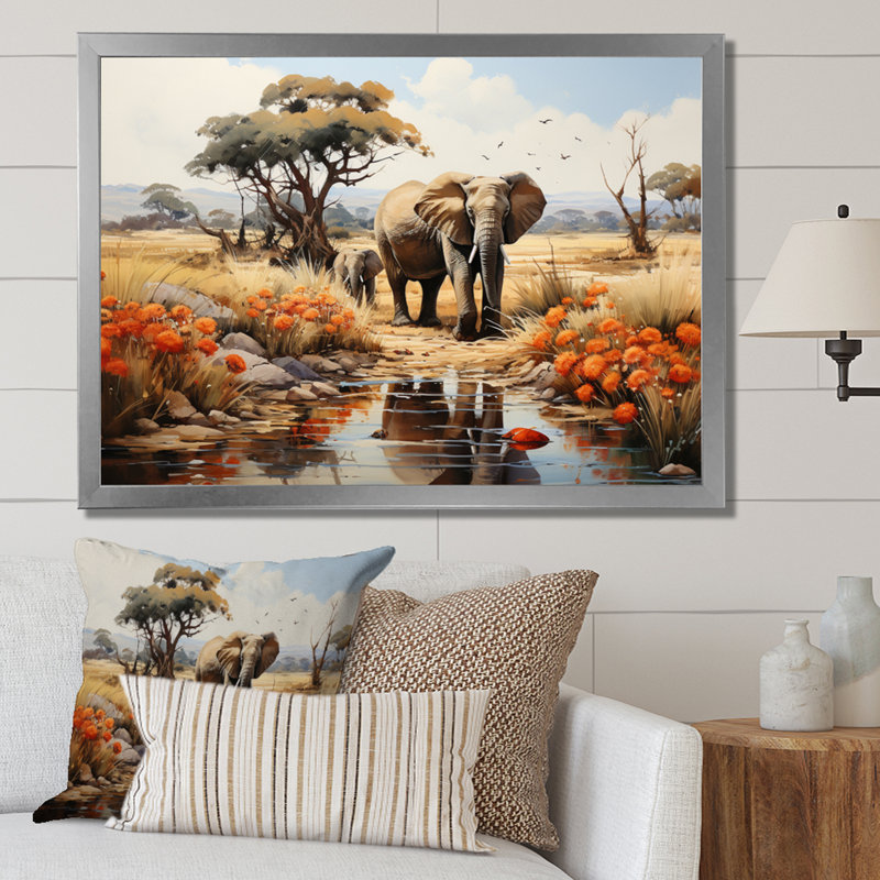 African Natures Symphony sur impression sur toile, Cadre simple argenté, H 30 po x l 40 po x P 1,5 po