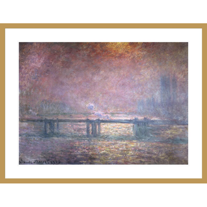 «The Thames at Charing Cross» par Claude Monet, impression giclée encadrée, H 32,07 po x l 41,5 po