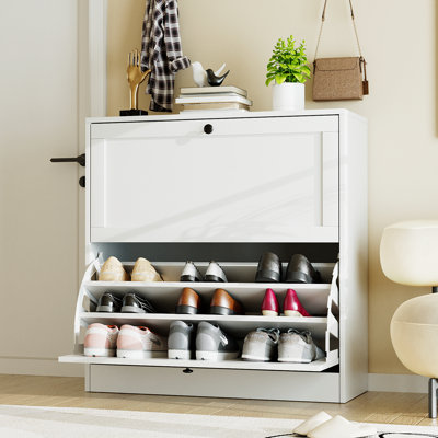 Marcell 18 Pair Flip-out Shoe Cabinet with 3 Layers