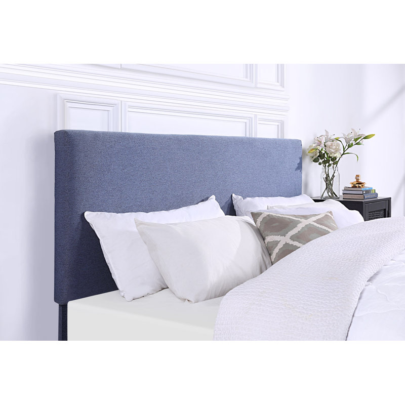 Tête de lit tapissier en velours Mikenzy, Très grand, Bleu