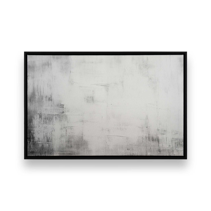 Silent White I Canvas Print, Satin Black Framed, 32.75" H x 48.75" W x 1.75" D