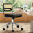 Mid Century Modern Tilting Rattan Back Desk Chair with Wheels