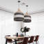Luminaire suspendu en rotin pour îlot de cuisine, lampe de plafond moderne au design tissé noir et blanc, lustre à hauteur réglable