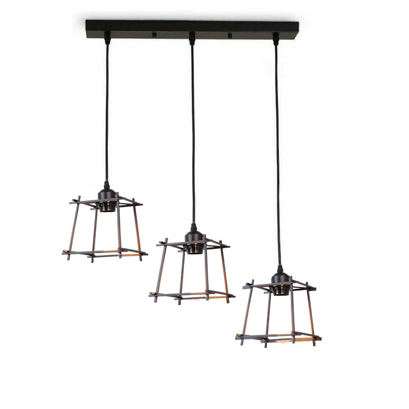 Barnwell 3-Light Kitchen Island Geometric Pendant with PVC Accents