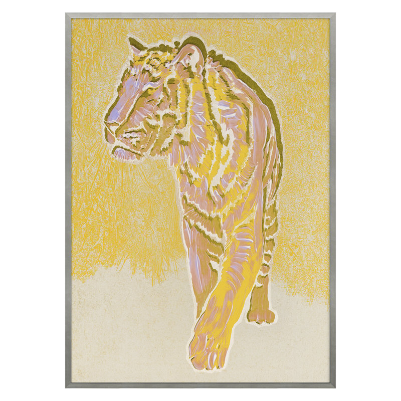Yellow Tiger 2 Print by Todaro, Katie, 50" H x 36" W, Silver