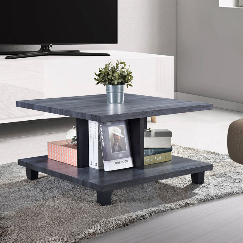 Table basse à 4 pieds avec rangement Endrew, Gris