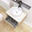 Meuble-lavabo mural en contreplaqué pré-assemblé avec plateau en pierre frittée, tiroir et lavabo rond en céramique, couleur grain de bois chêne blanc-1631610781