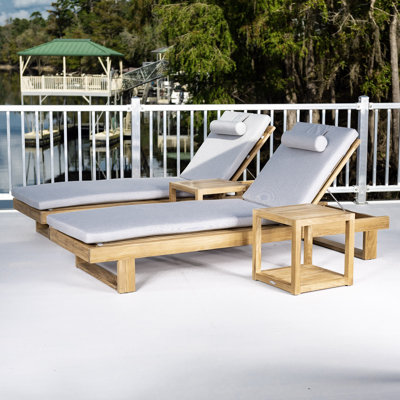 Westminster Teak Horizon Double Chaise Set Cushions Included