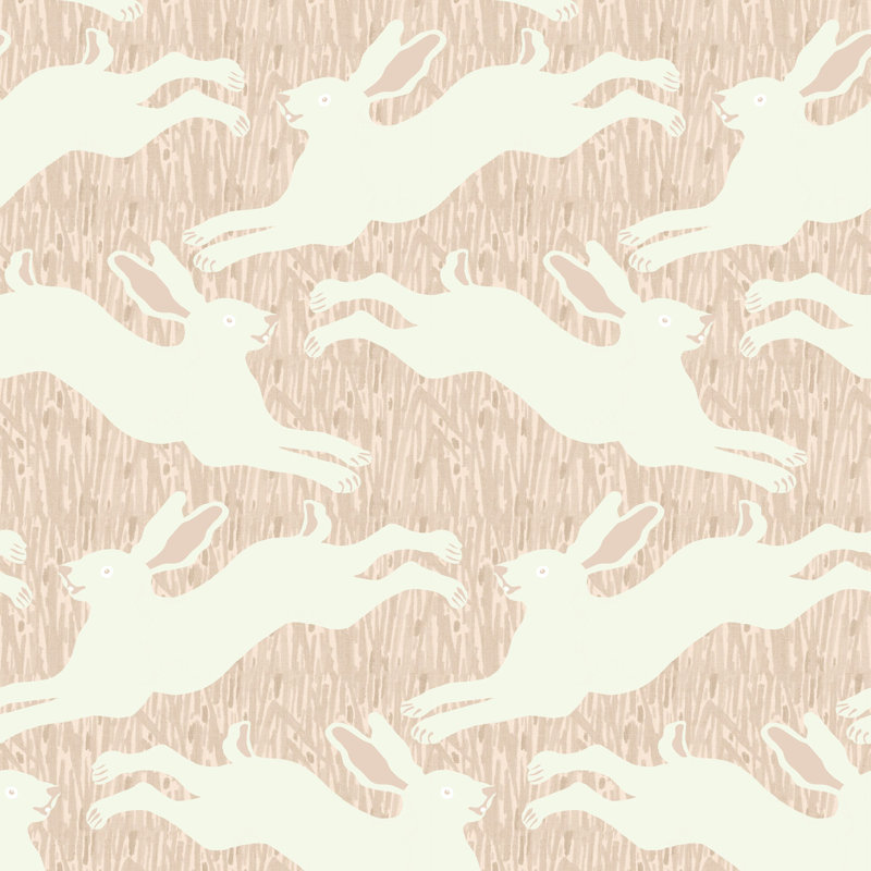 Hopping Hares - Blush Grass Wallpaper, Blush Grass, Self-Adhesive