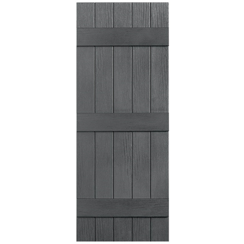 Paire de volets en vinyle fermés à trois lattes et cinq planches, 67 po, Gris
