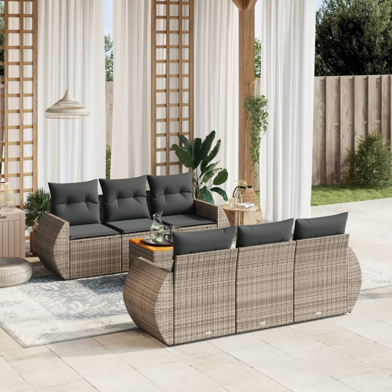  Ensemble de canapé de jardin gris