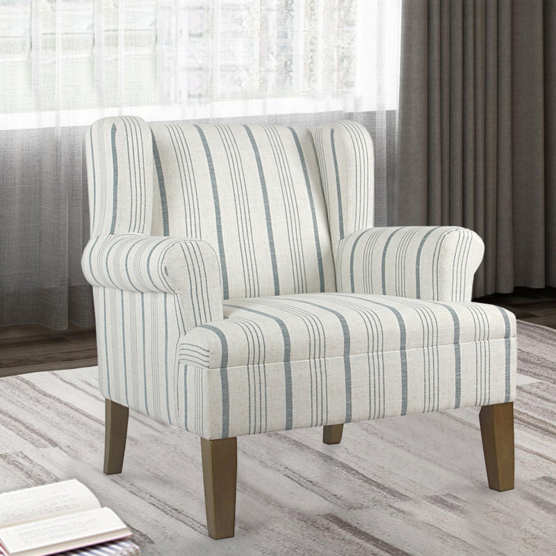Anastacio 31.5" Wide Classic Wingback Chair, Polyester Blue