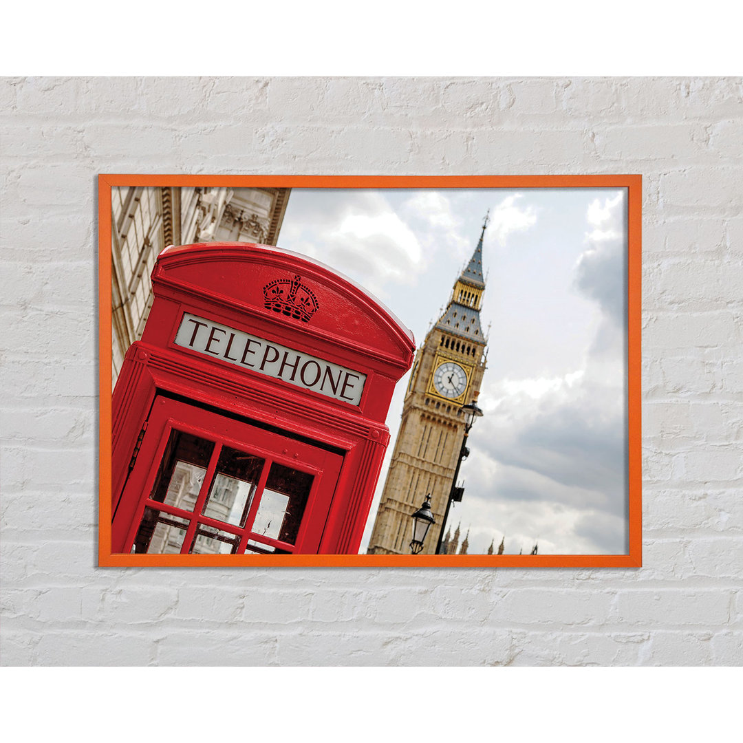 Antarius Red Telephone Box Next To Big Ben - Einzelne Bilderrahmen Kunstdrucke