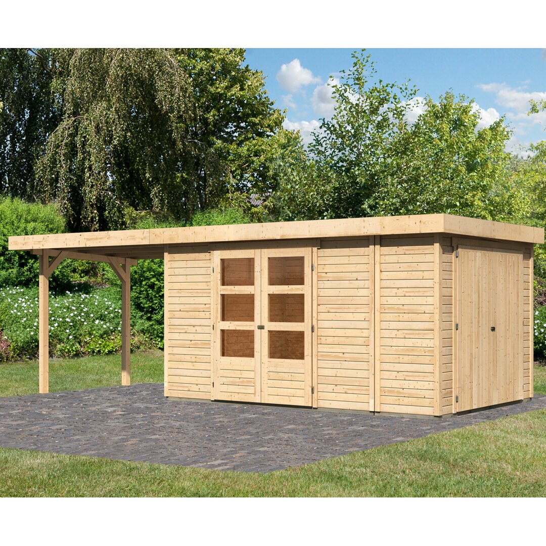 Gartenhaus Retola 6 mit Anbauschrank und Anbaudach 2,80 m Breite