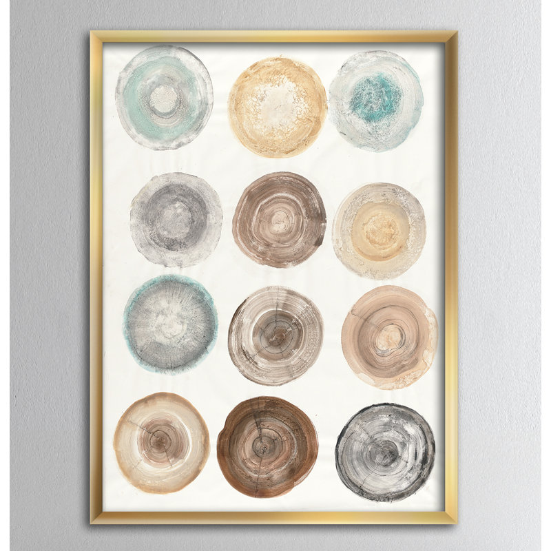 « geometric crème circles »-cadre photo imprimé sur toile, H 40 po x l 30 po x P 1,5 po, Cadre doré