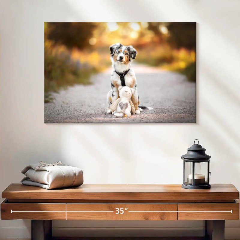 Dog With Teddy Bear, 16" H x 24" W