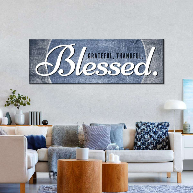 Blessed Inspirational Typography Canvas Print, 10" H x 30" W x 1.25" D