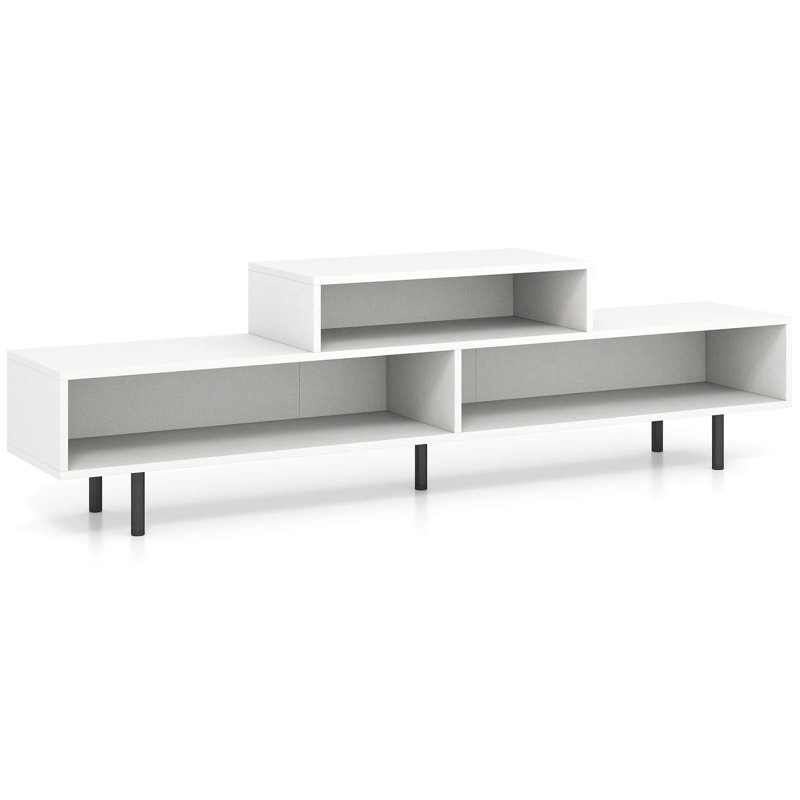Meuble télé, centre de divertissement de 63 po de long avec tablettes de rangement ouvertes pour téléviseurs de 70 po ou moins brun rustique