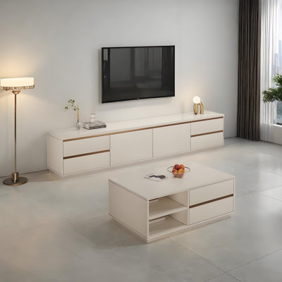 Modern Minimalist Coffee Table and TV Stand Set