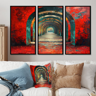 Ensemble de salon art mural rouge et rouge