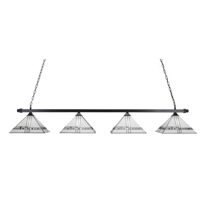Square 4 Light Bar With 14" Glass