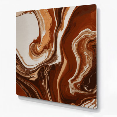 Abstract Fluid Art 55 Brown Metal Wall Art