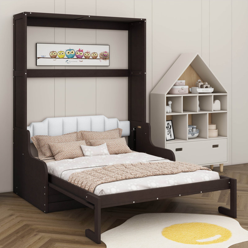 Grand lit escamotable / escamotable avec coussin confortable, Espresso