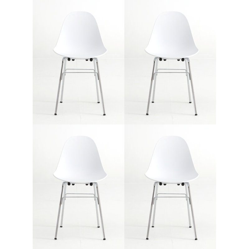 Chaise d'appoint et de salle à manger TA (ensemble de 4), Blanc / Chrome