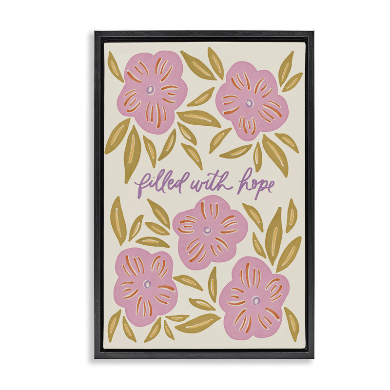 Art mural encadré "Florals Fills With Hope", par Amanda Houston, H 25 po x l 17 po, Cadre flottant noir de jais