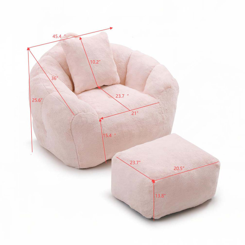 Fauteuil à billes avec repose-pieds 36 po, Rose